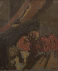 Chemisier à motifs rouges, vers 1907 (Huile sur toile)