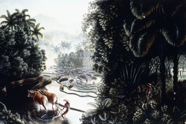 Vue à travers les Sawahs vers Gunung Agung, c. 1937-1939