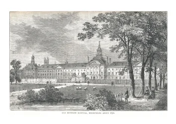 Ancien hôpital Bethlem, Moorfields, vers 1750, 1878.