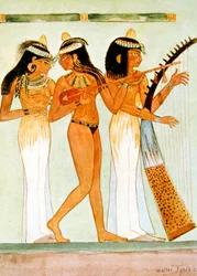 Musiciens égyptiens anciens et une danseuse, 1910