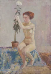Nu avec pot de fleurs
