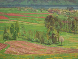 Paysage du lac Attersee au printemps