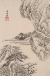 Paysage dans le style de divers vieux maîtres : Paysage après Wang Meng (1308)