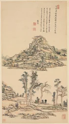 Paysage dans le style coloré de Ni Zan, 1707