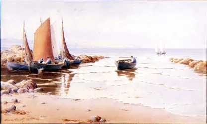 Débarquer la prise (peut-être Cemaes Bay, Anglesey)