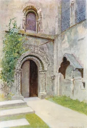 Abbaye de Romsey : La porte des nonnes (lithographie couleur)