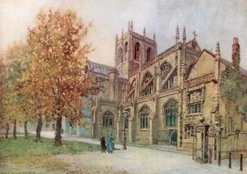 Abbaye de Sherborne vue du sud-est (lithographie couleur)