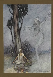 "Maintenant barbier, je vais te détruire. qui te protégera?", de Folk-Tales of Bengal ... Avec 32 illustrations en couleur par Warwick Goble (Edition de luxe)