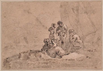 Groupe de pêcheurs au bord de la mer