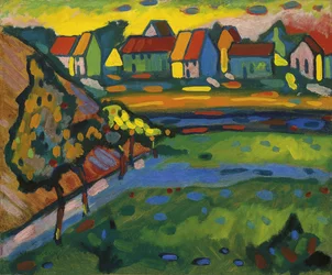 Village bavarois avec champ