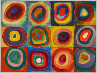 Étude de couleur - carrés avec cercles concentriques