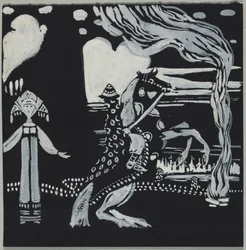 Flamme, dame et cavalier en costume fantaisiste