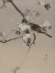 Oiseaux sur une branche fleurie, vers 1887