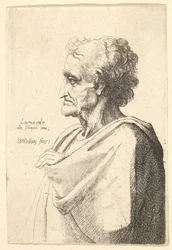 Homme avec une expression affligée à gauche avec une main émergeant du manteau