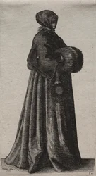 Les Diverses Habitudes des Femmes Anglaises, de la Noblesse aux Femmes de la Campagne : La Femme avec un Masque, une Capuche et un Manchon
