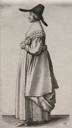 Les Diverses Habitudes des Femmes Anglaises, de la Noblesse aux Femmes de la Campagne : La Femme avec un Chapeau Masculin et une Jupe Fleurie