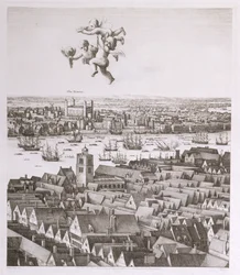 Vue de Londres, publiée en 1647 (fac-similé) (détail)