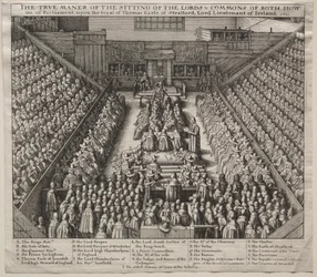 Westminster Hall, intérieur, avec le procès du comte de Strafford