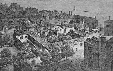 Maison Winchester, Southwark, vers 1649, depuis la tour de St. Saviours, vers 1812, 1912