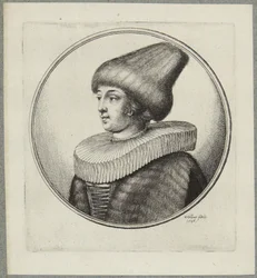 Femme au bonnet de fourrure pointu