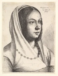 Jeune femme avec un foulard sur la tête, d
