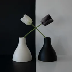 Équilibre de tulipes noires et blanches