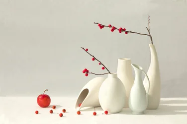 Baies rouges, vases blancs