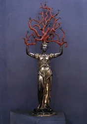 Daphné transformée en laurier, or argent et corail, maniérisme, Wentzel Jamnitzer