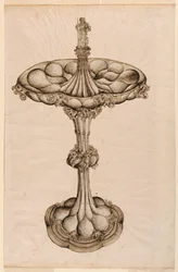 Dessin, centre de table en argent, 1498