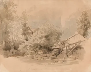 Paysage norvégien avec moulin