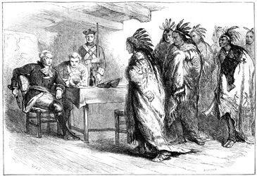 Visite de Pontiac et des Indiens au Major Gladwin, 1763