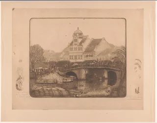 Pont et bâtiment de bureaux à Batavia