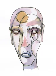 Visage abstrait et contemplatif