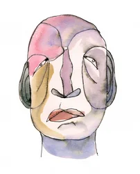 Visage pensif abstrait