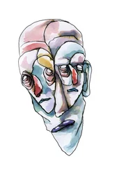 Visages abstraits et pensifs