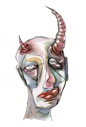 Visage à cornes à l
