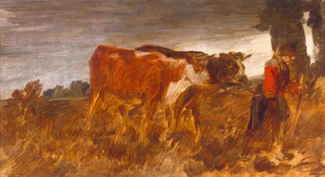 Paysanne avec vaches