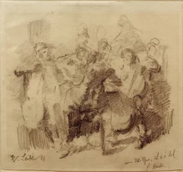 Esquisse pour "Le dîner" avec violoncelliste