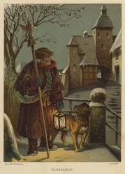 Veilleur de nuit (lithographie en couleur)