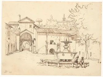 Cour romaine avec fontaine