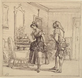 Rosina donne la lettre de Figaro au comte Almaviva. (Le Barbier de Séville)