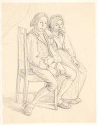 Fille et garçon suédois assis sur une chaise