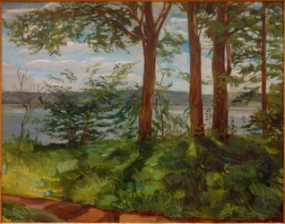 Paysage au lac de Starnberg avec trois arbres