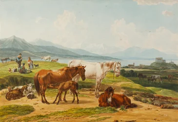 Fig. 14 Wilhelm Alexander Wolfgang von Kobell Lac alpin et pâturage avec chevaux