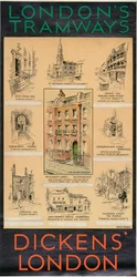 Londres de Dickens, affiche des tramways du London County Council LCC, 1930