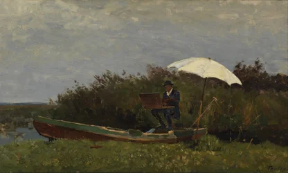 Le Peintre Gabriël travaillant dans un bateau