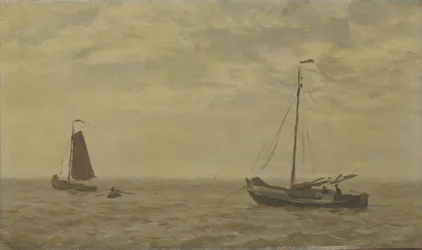 Vue de mer avec bateaux de pêche