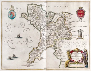 Carnarvonshire et Anglesey, dans "Theatrum Orbis Terrarum, sive Atlas Novus" de Willem Blaeu, Amsterdam