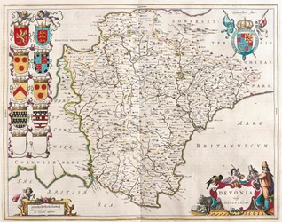 Devonshire, dans "Theatrum Orbis Terrarum, sive Atlas Novus" de Willem Blaeu, Amsterdam