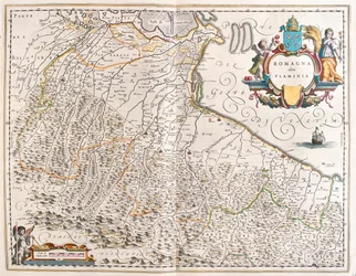 Emilia Romagna, Italie, dans "Theatrum Orbis Terrarum, sive Atlas Novus" de Willem Blaeu, Amsterdam